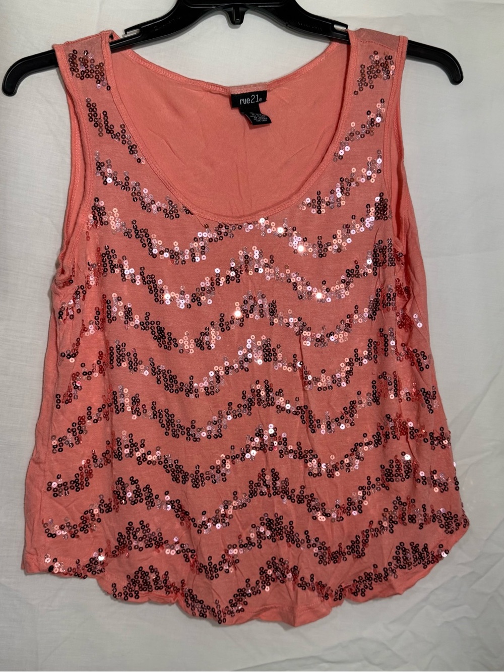 Rue21 Coral Sequin Tank Top Size XL (Jrs)